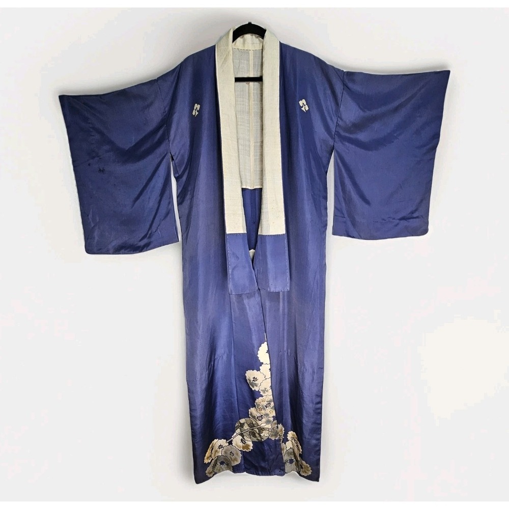 Vtg Japanese Silk Kimono Samurai Honda Tachi Aoi Kamon Tokugawa Mito Domain